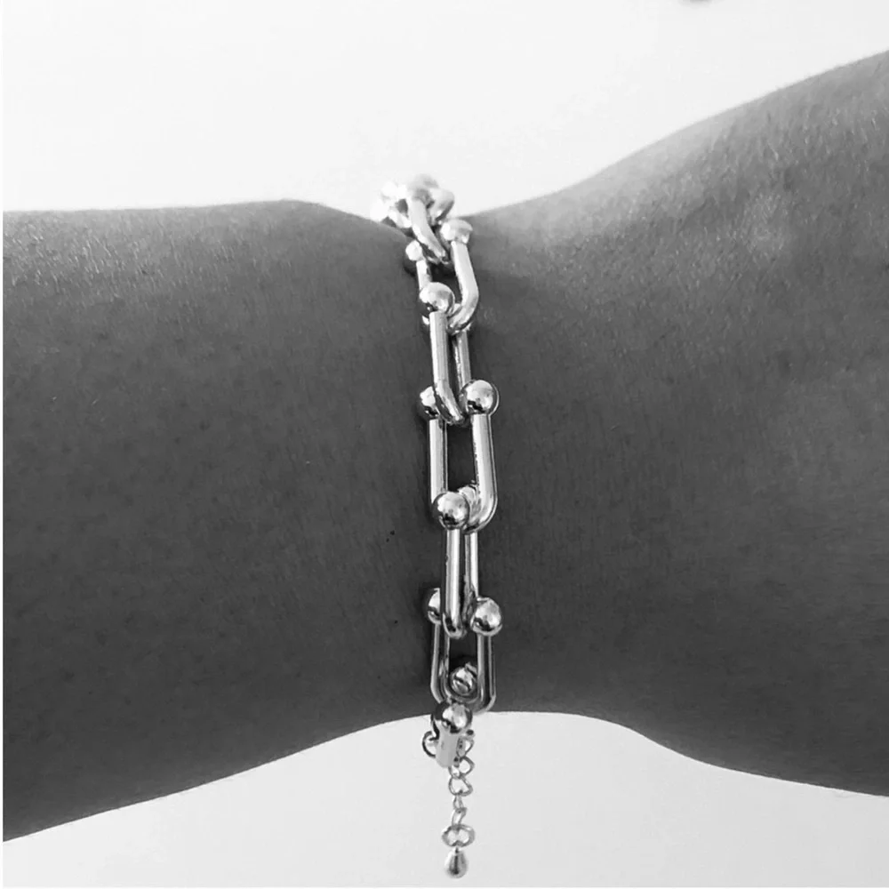 Silver Hardwear Small U Link Bracelet